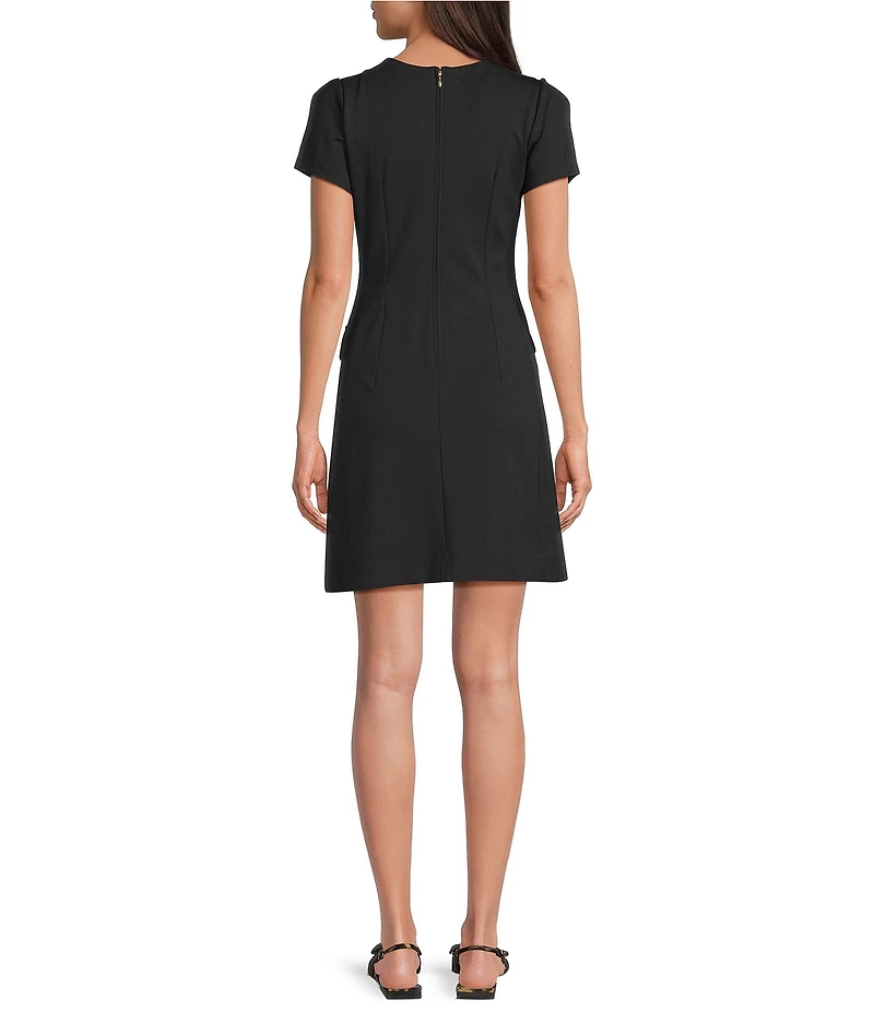 Lilly Pulitzer Fallon Ponte Crew Neck Short Sleeve Patch Pocket Dress