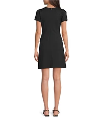 Lilly Pulitzer Fallon Ponte Crew Neck Short Sleeve Patch Pocket Dress
