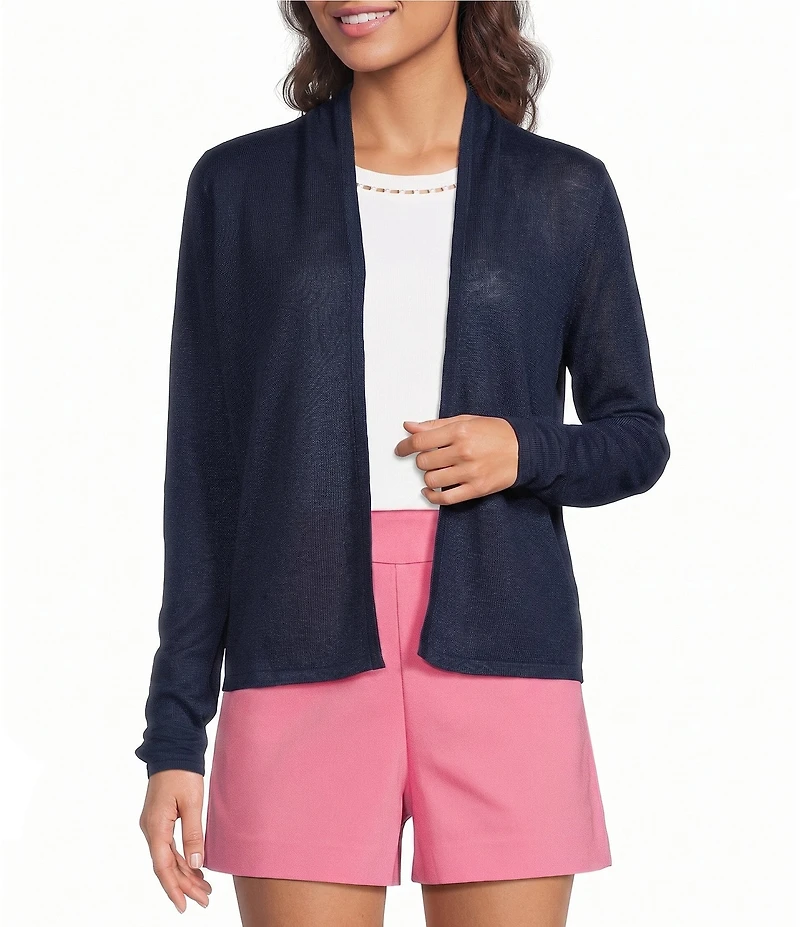 Lilly Pulitzer Faretta Linen Open-Front Long Sleeve Cardigan