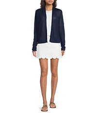 Lilly Pulitzer Faretta Linen Open-Front Long Sleeve Cardigan