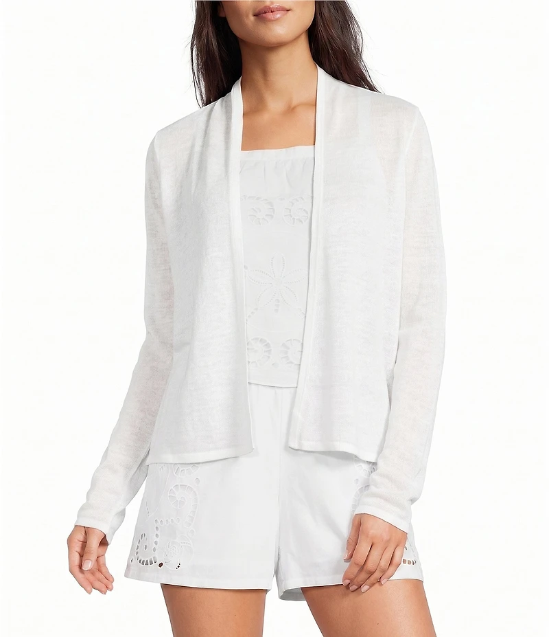 Lilly Pulitzer Faretta Linen Open-Front Long Sleeve Cardigan