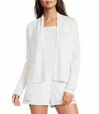 Lilly Pulitzer Faretta Linen Open-Front Long Sleeve Cardigan