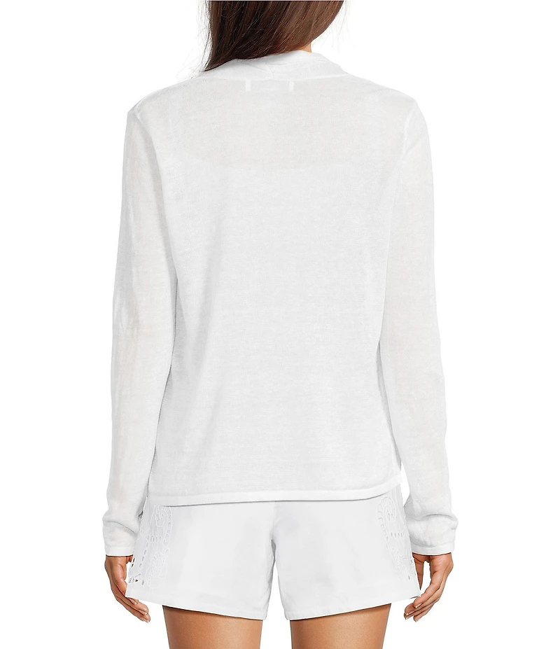 Lilly Pulitzer Faretta Linen Open-Front Long Sleeve Cardigan