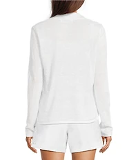 Lilly Pulitzer Faretta Linen Open-Front Long Sleeve Cardigan