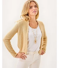 Lilly Pulitzer Faretta Slub Knit Open Front Long Sleeve Cropped Cardigan