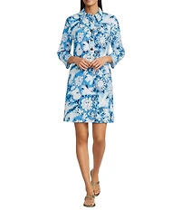 Lilly Pulitzer Gabi Lilly Guls Printed Pique Point Collar 3/4 Sleeve Mini Dress