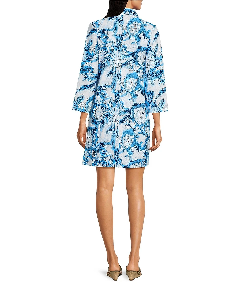 Lilly Pulitzer Gabi Lilly Guls Printed Pique Point Collar 3/4 Sleeve Mini Dress