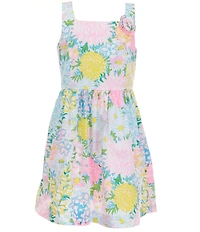 Lilly Pulitzer Girls Bellefleur Rosette Square Neck Sleeveless Fit & Flare Dress