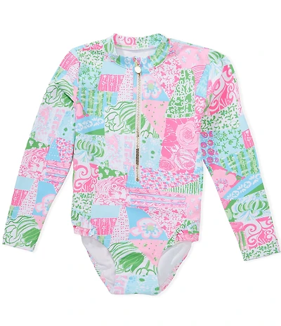 Lilly Pulitzer Girls Denning Rashguard UPF 50+ One Piece Swimsuit