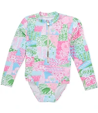 Lilly Pulitzer Girls Denning Rashguard UPF 50+ One Piece Swimsuit