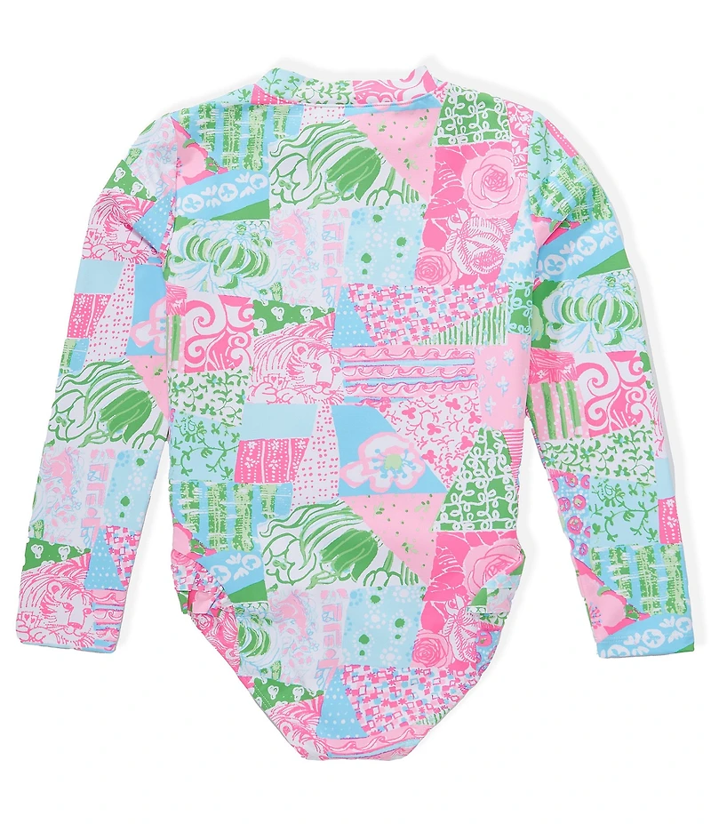Lilly Pulitzer Girls Denning Rashguard UPF 50+ One Piece Swimsuit