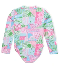 Lilly Pulitzer Girls Denning Rashguard UPF 50+ One Piece Swimsuit