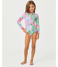 Lilly Pulitzer Girls Denning Rashguard UPF 50+ One Piece Swimsuit