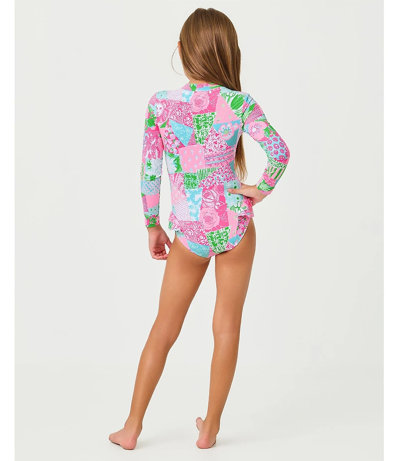 Lilly Pulitzer Girls Denning Rashguard UPF 50+ One Piece Swimsuit