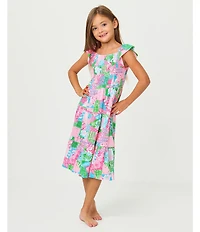 Lilly Pulitzer Girls Flutter Sleeve Smocked Jilly Midi Dress