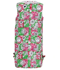 Lilly Pulitzer Girls Classic Floral Cotton Lace Trim Bow Shift Dress