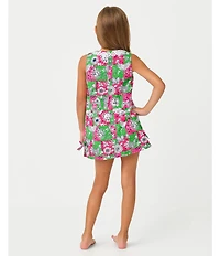 Lilly Pulitzer Girls Classic Floral Cotton Lace Trim Bow Shift Dress