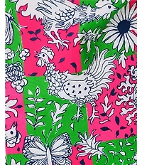 Lilly Pulitzer Girls Classic Floral Cotton Lace Trim Bow Shift Dress