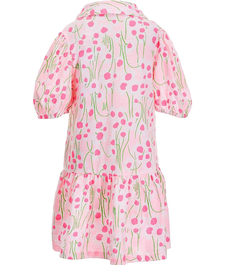 Lilly Pulitzer Little/Big Girls Mini Bingley Floral Collared Neck Puffed Elbow Sleeves Peplum Dress