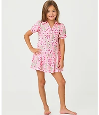Lilly Pulitzer Little/Big Girls Mini Bingley Floral Collared Neck Puffed Elbow Sleeves Peplum Dress