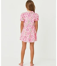 Lilly Pulitzer Little/Big Girls Mini Bingley Floral Collared Neck Puffed Elbow Sleeves Peplum Dress