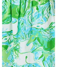 Lilly Pulitzer Girls Galloping Horses Printed Sleeveless Bow Strap Fit & Flare Dress