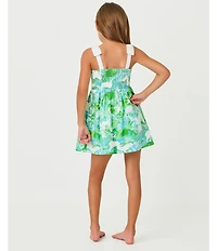 Lilly Pulitzer Girls Galloping Horses Printed Sleeveless Bow Strap Fit & Flare Dress