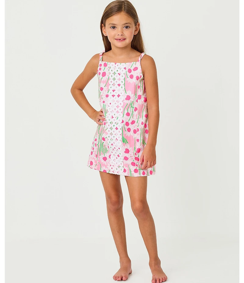 Lilly Pulitzer Little/Big Girls Mini Delores Floral Print Square Neck Sleeveless A-Line Dress