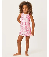 Lilly Pulitzer Girls Mini Wister Floral Sleeveless Lace Trim Dress