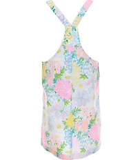 Lilly Pulitzer Girls Varney Square Neck Sleeveless Overall A-Line Floral Print Dress