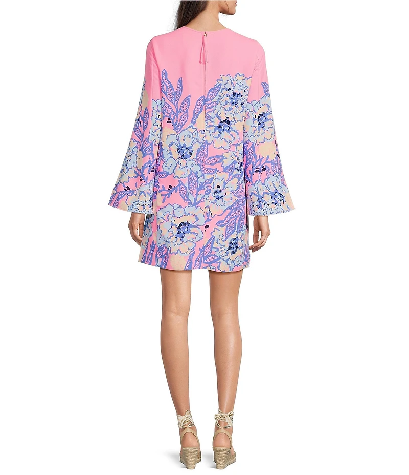 Lilly Pulitzer Gwenlyn Satin Back Crepe Crew Neck Bracelet Sleeve Shift Dress