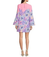 Lilly Pulitzer Gwenlyn Satin Back Crepe Crew Neck Bracelet Sleeve Shift Dress