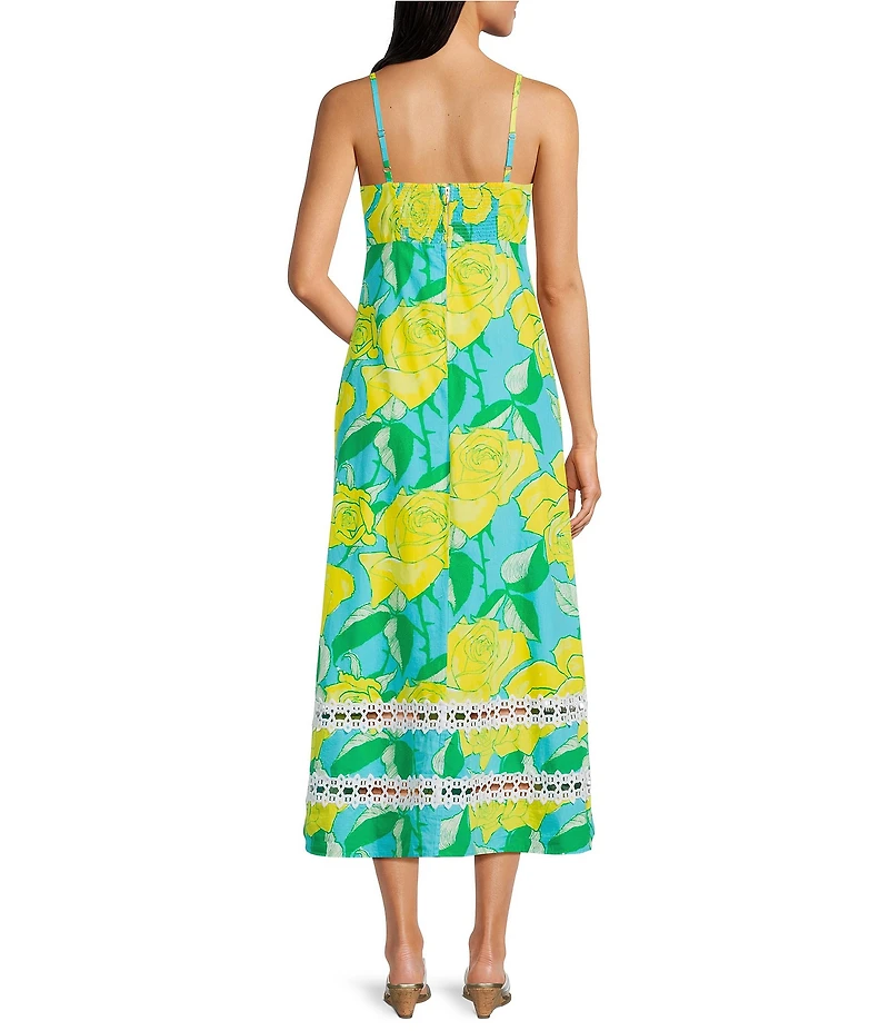 Lilly Pulitzer Haliey Rose Bud Print Scoop Neck Sleeveless Fit-And-Flare Midi Dress