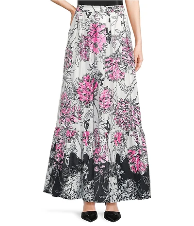 Lilly Pulitzer Inaya All Dahled Up Printed Mikado A-Line Maxi Skirt