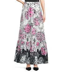 Lilly Pulitzer Inaya All Dahled Up Printed Mikado A-Line Maxi Skirt