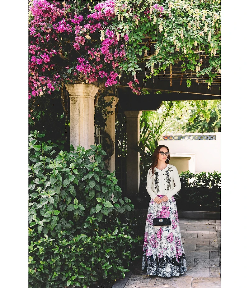 Lilly Pulitzer Inaya All Dahled Up Printed Mikado A-Line Maxi Skirt
