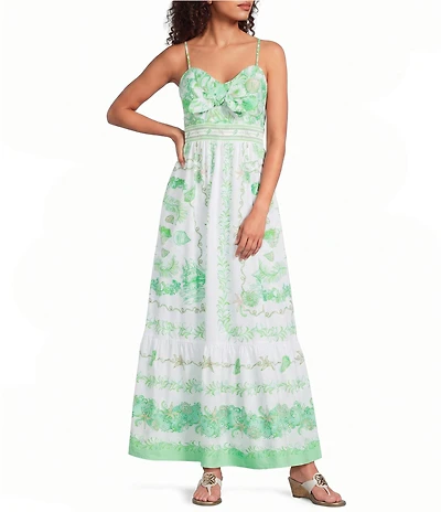 Lilly Pulitzer Janae Cotton Poplin Ship To Shore Print Sweetheart Neck Sleeveless Fit & Flare Maxi Dress