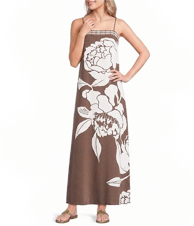 Lilly Pulitzer Jesslyn Silk Marni Rose Print Square Neck Sleeveless Maxi Dress