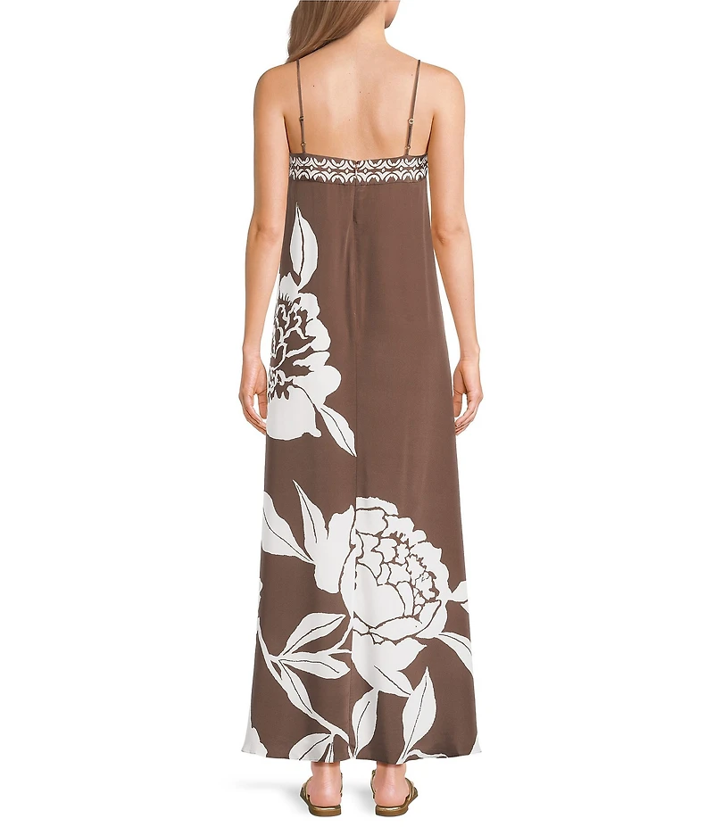 Lilly Pulitzer Jesslyn Silk Marni Rose Print Square Neck Sleeveless Maxi Dress