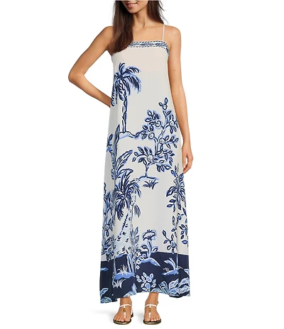 Lilly Pulitzer Jesslyn Silk Square Neck Sleeveless Maxi Slip Dress
