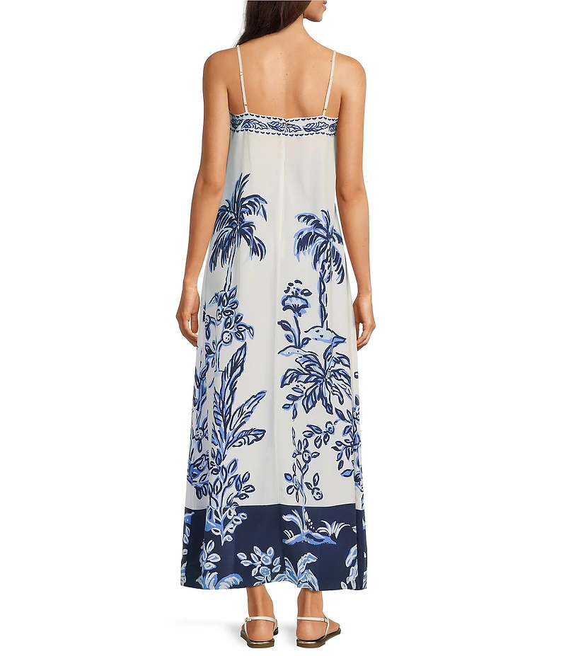 Lilly Pulitzer Jesslyn Silk Square Neck Sleeveless Maxi Slip Dress