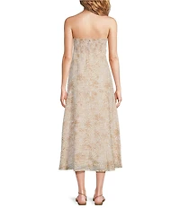 Lilly Pulitzer Jorgian Woven Linen Printed Square Neck Sleeveless Midi A-Line Dress