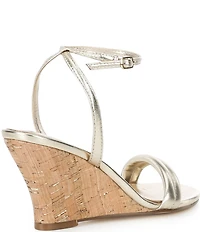Lilly Pulitzer Junie Leather Ankle Strap Cork Wedge Sandals