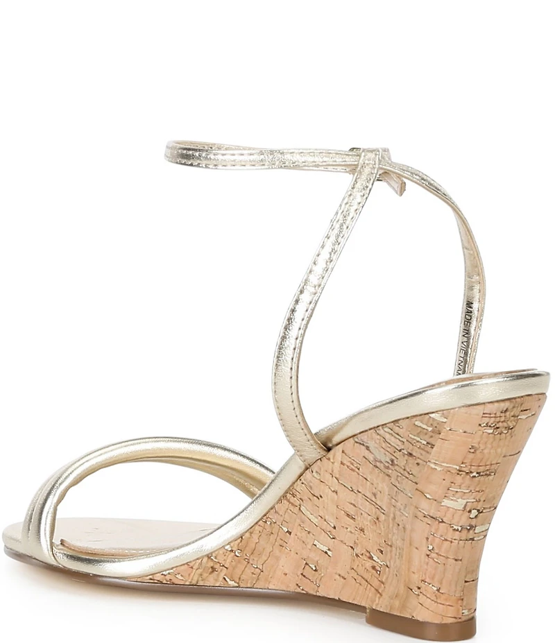 Lilly Pulitzer Junie Leather Ankle Strap Cork Wedge Sandals