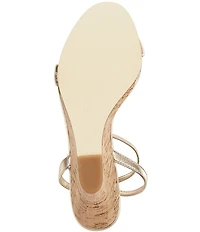 Lilly Pulitzer Junie Leather Ankle Strap Cork Wedge Sandals