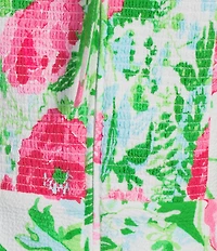 Lilly Pulitzer Justina Poppy Party Textured Mikado Sweetheart Neck Short Puff Sleeve Skirted Romper