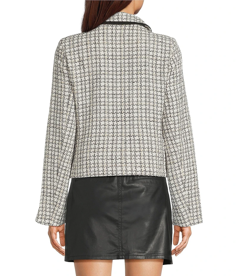 Lilly Pulitzer Kalara Houndstooth Boucle Point Collar Long Sleeve Button Front Jacket