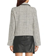 Lilly Pulitzer Kalara Houndstooth Boucle Point Collar Long Sleeve Button Front Jacket