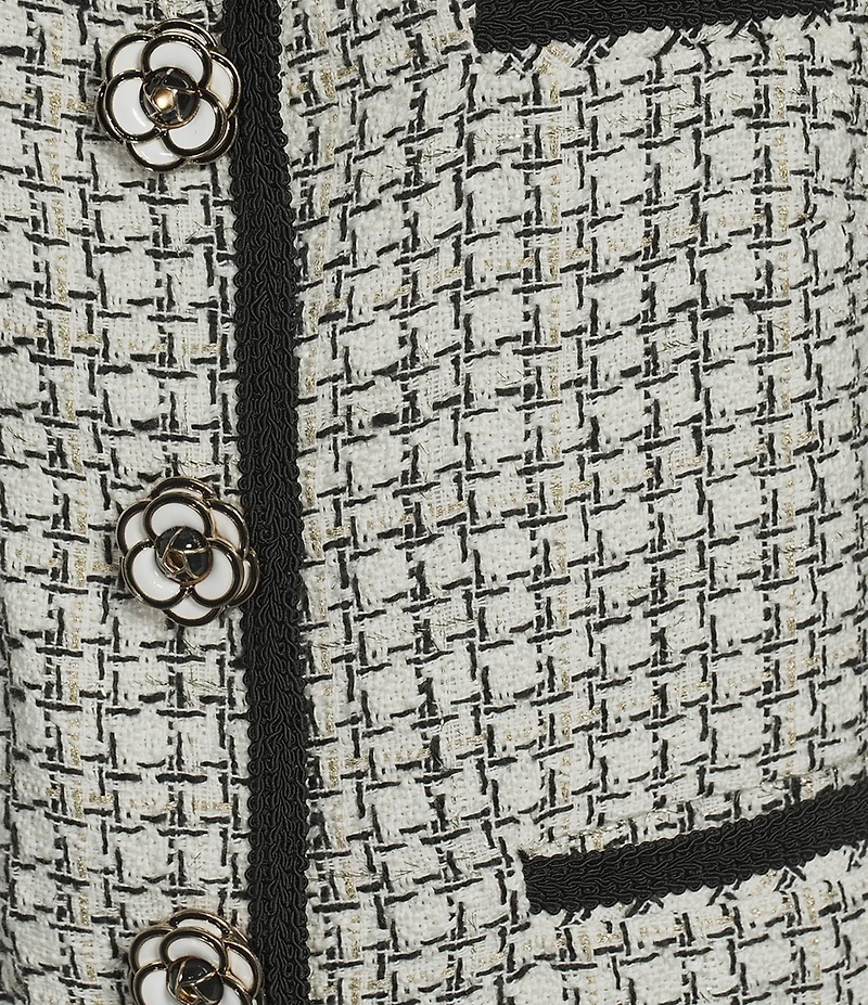 Lilly Pulitzer Kalara Houndstooth Boucle Point Collar Long Sleeve Button Front Jacket