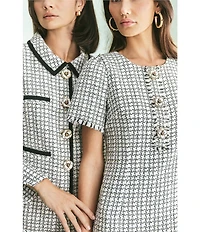 Lilly Pulitzer Kalara Houndstooth Boucle Point Collar Long Sleeve Button Front Jacket
